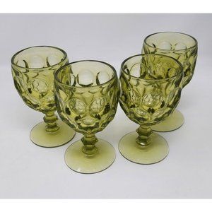 Imperial Glass Provincial Vintage Green Glass Tumblers Goblet Set of 4